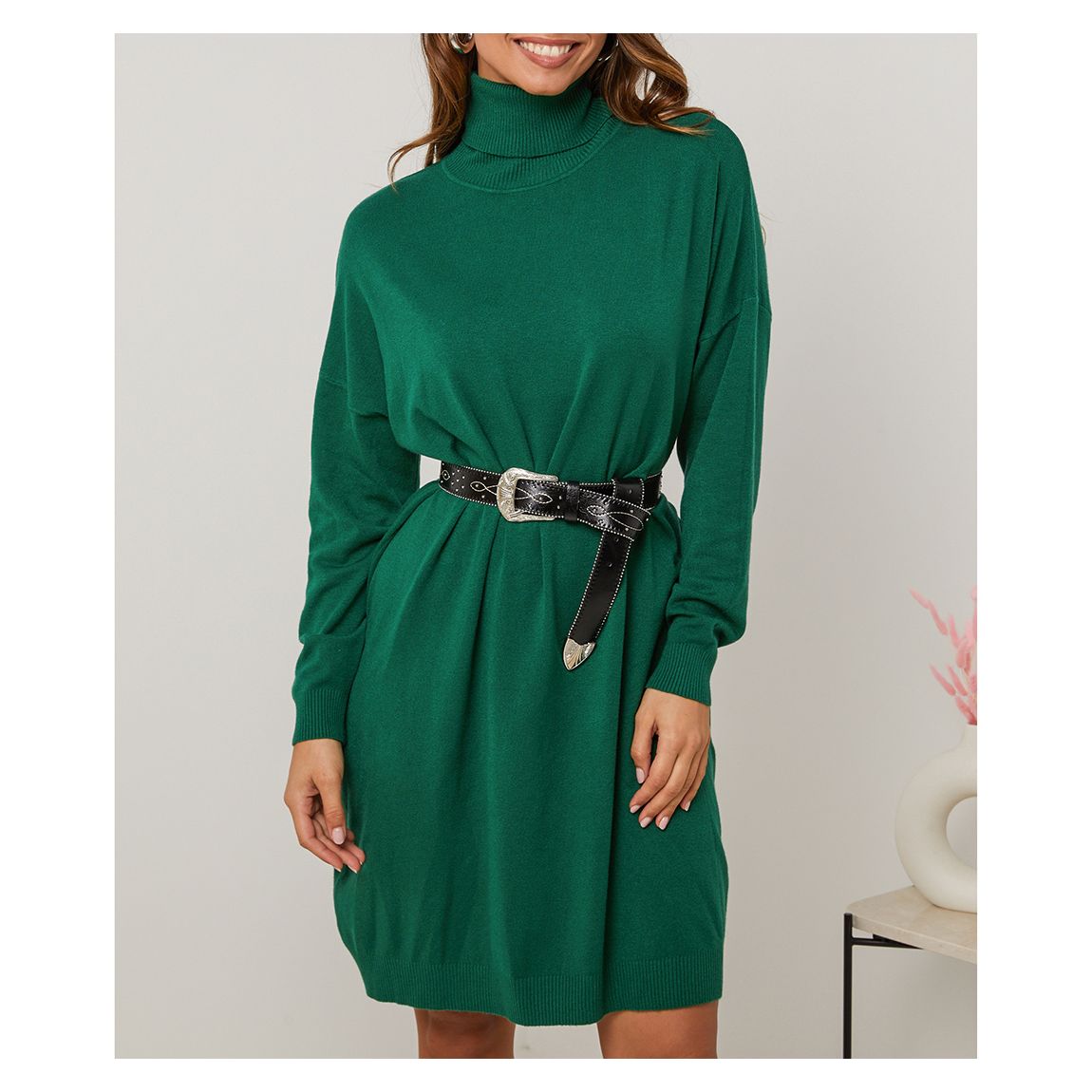 Emerald Cashmere Blend Mini Dress main product photo