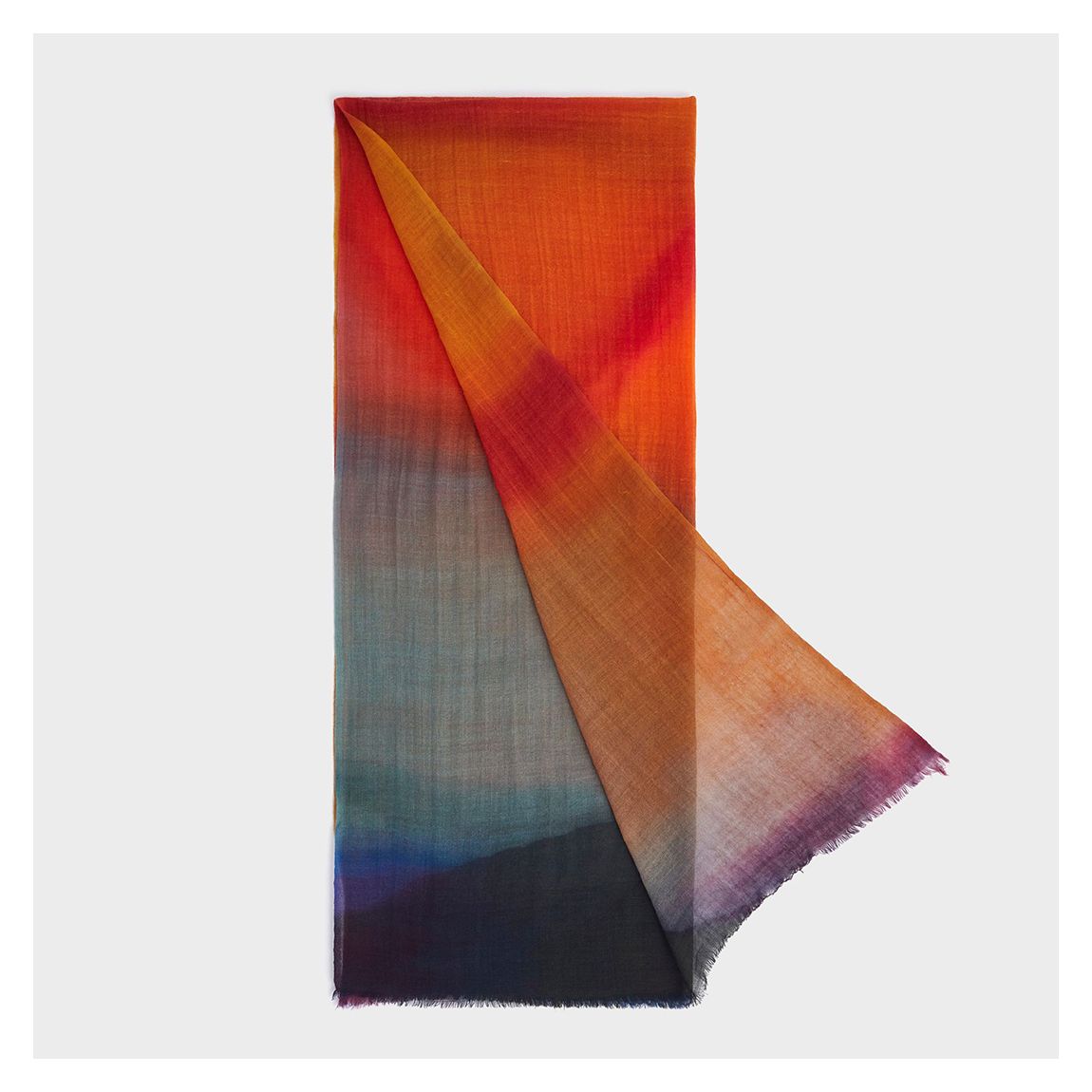 Multi Ombre Boxed Silk Wool Blend Scarf main product photo
