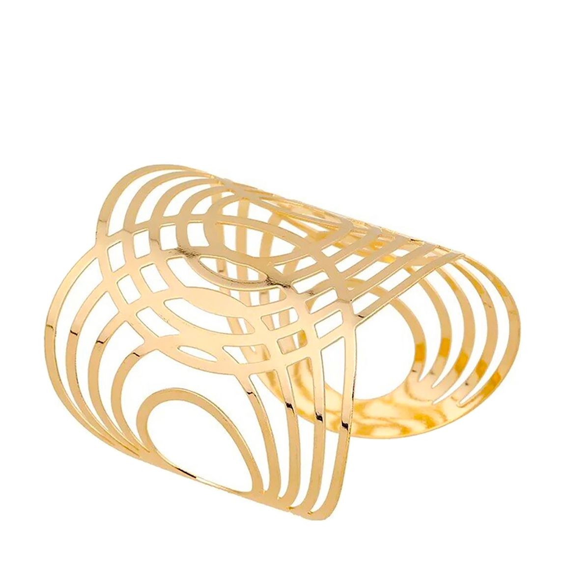 18K Gold Cut Out Wide Cuff Statement Bangle main product photo