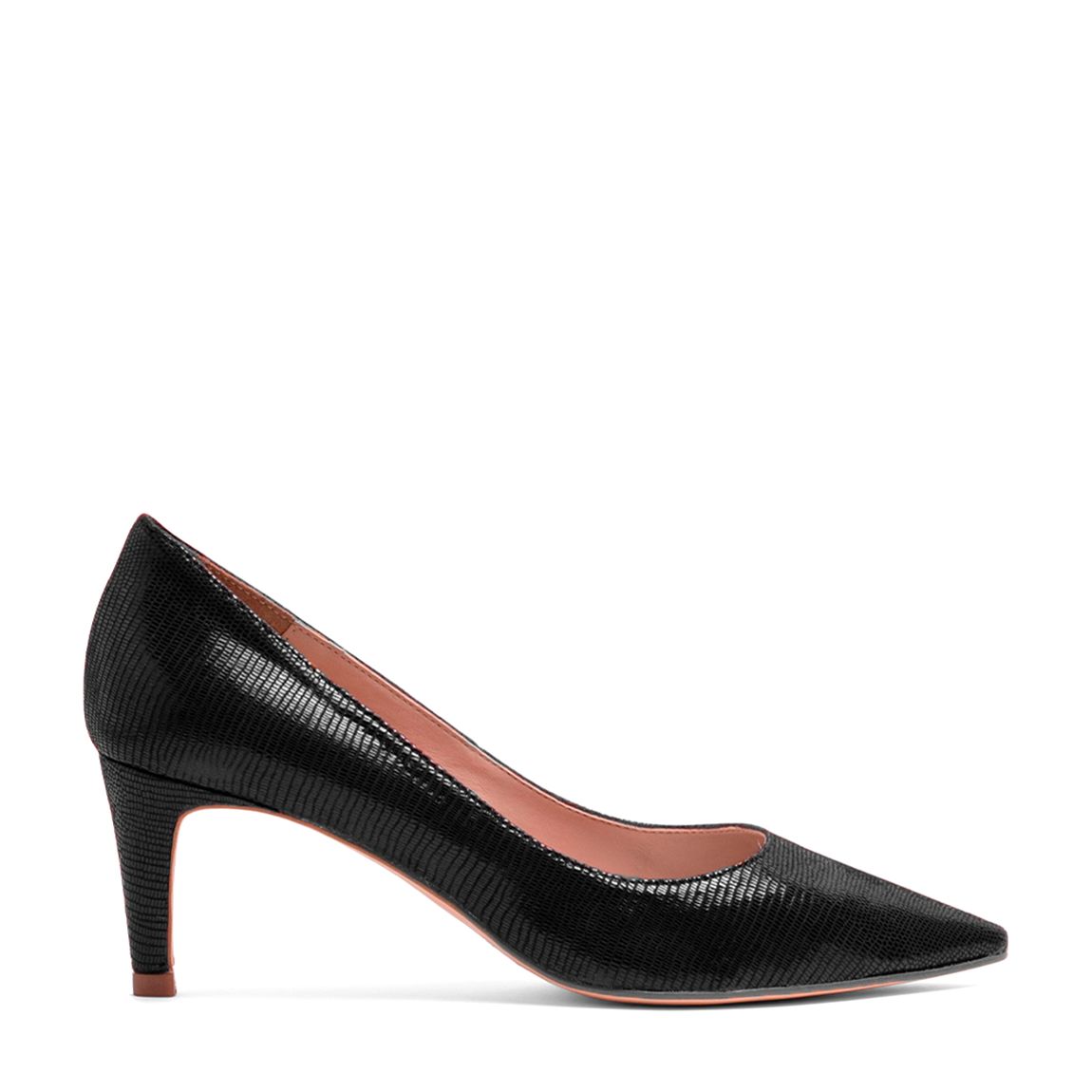 Black Leather Croc Court Shoes main product photo