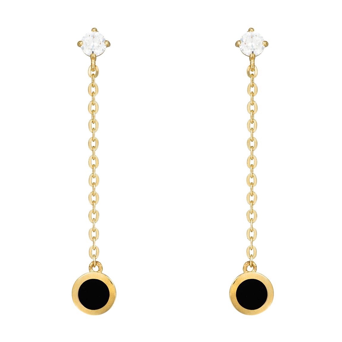 Yellow Gold Eclipse Earrings in Black Epoxy main product photo