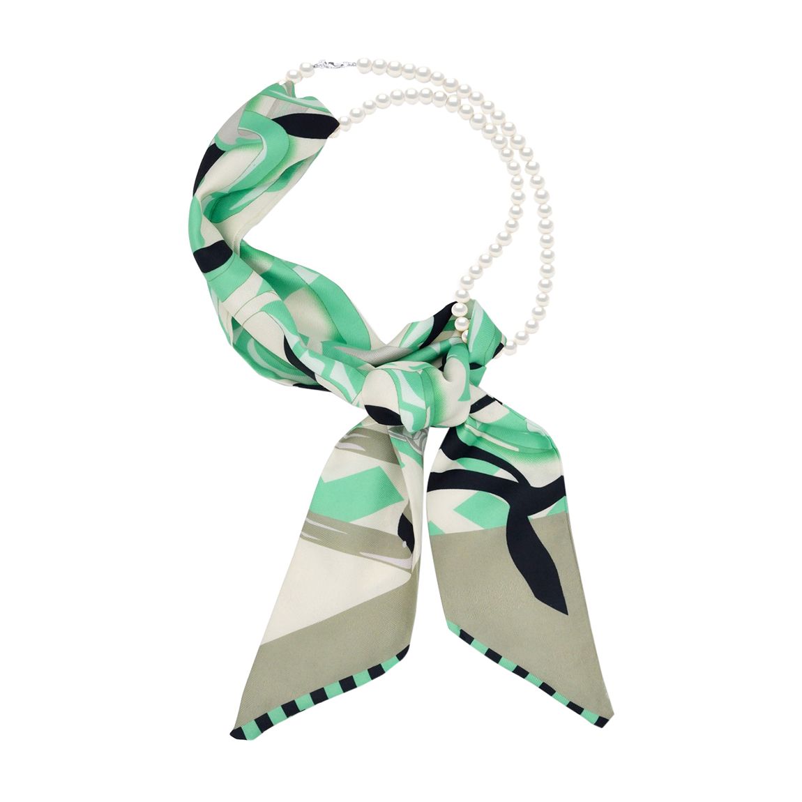 Green Scarf and Cultured Pearl Strand Set main product photo