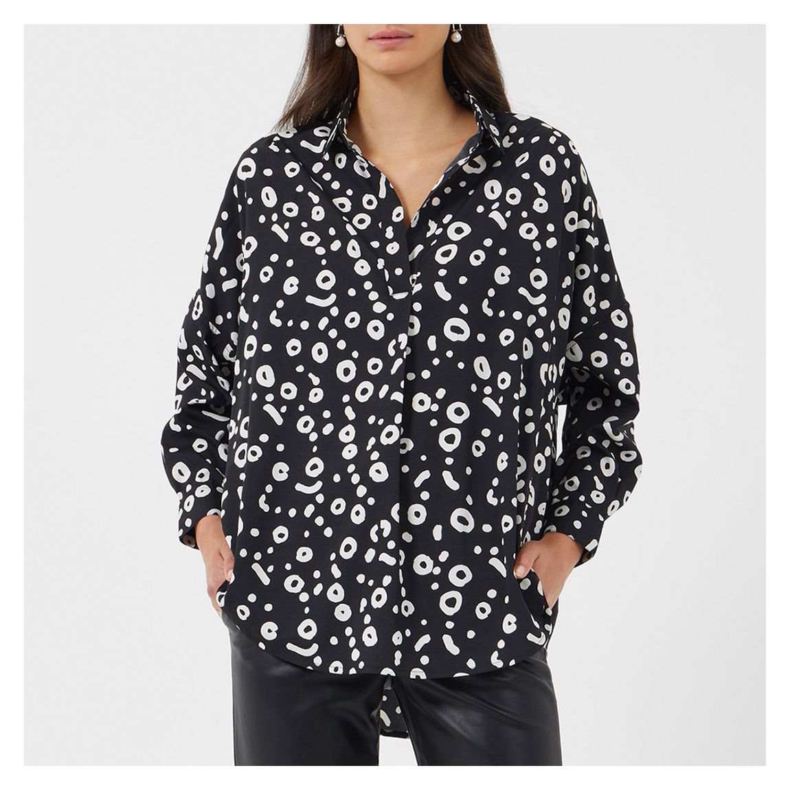 Black/White Crepe Light Pop Over Blouse main product photo