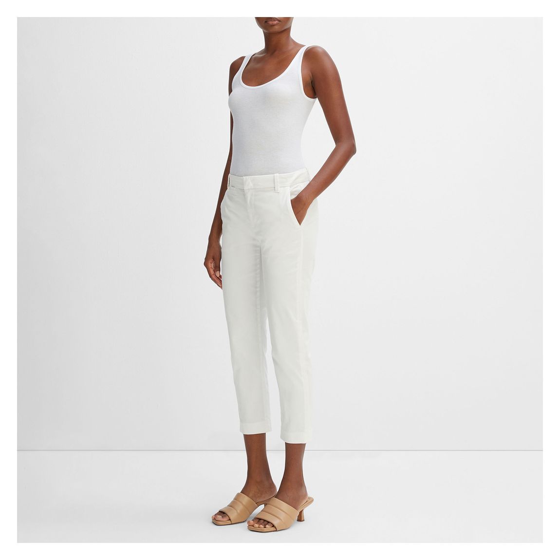 White Mid Rise Cropped Chinos main product photo