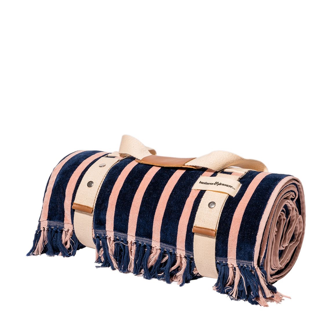 Monaco Navy And Pink Stripe Beach Blanket main product photo