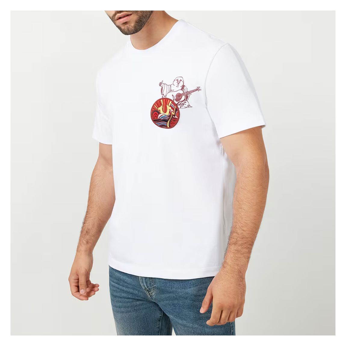 White Patch Short Sleeve Cotton T- Shirt main product photo