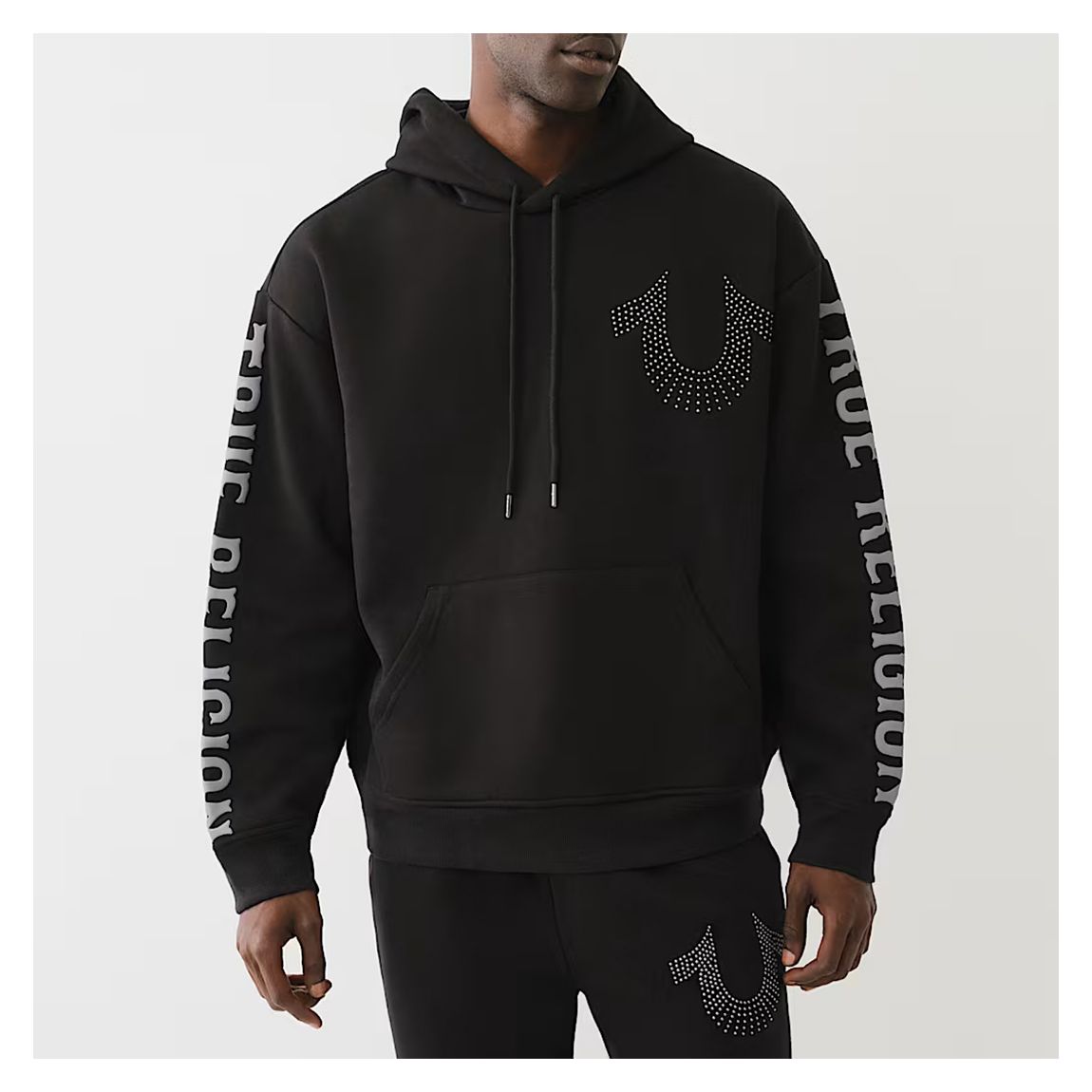 Black Relaxed Stud Hoodie main product photo
