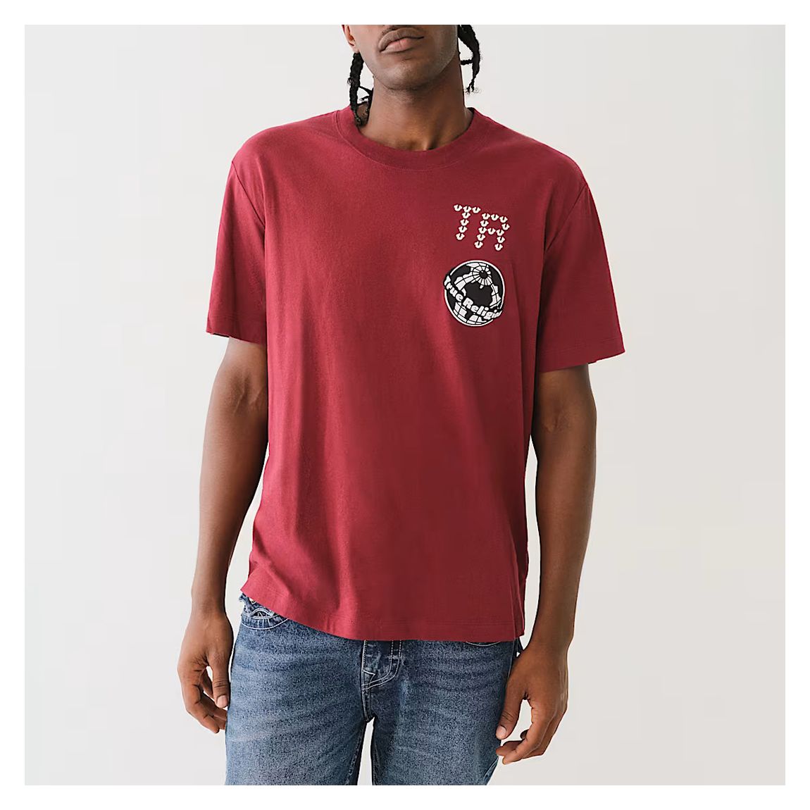 Red Short Sleeve Multi Graphic Cotton T-Shirt main product photo