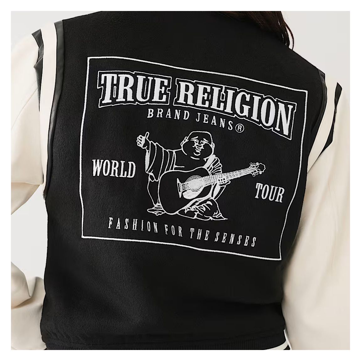 Black Embroidered Patch Varsity Jacket main product photo