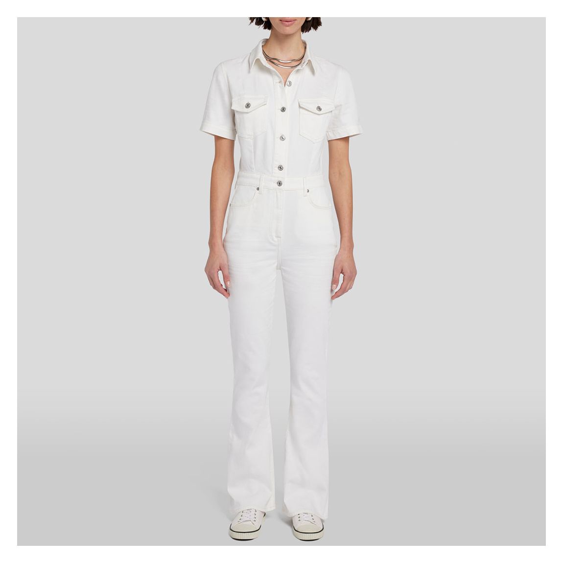 White Denim Stretch Jumpsuit main product photo