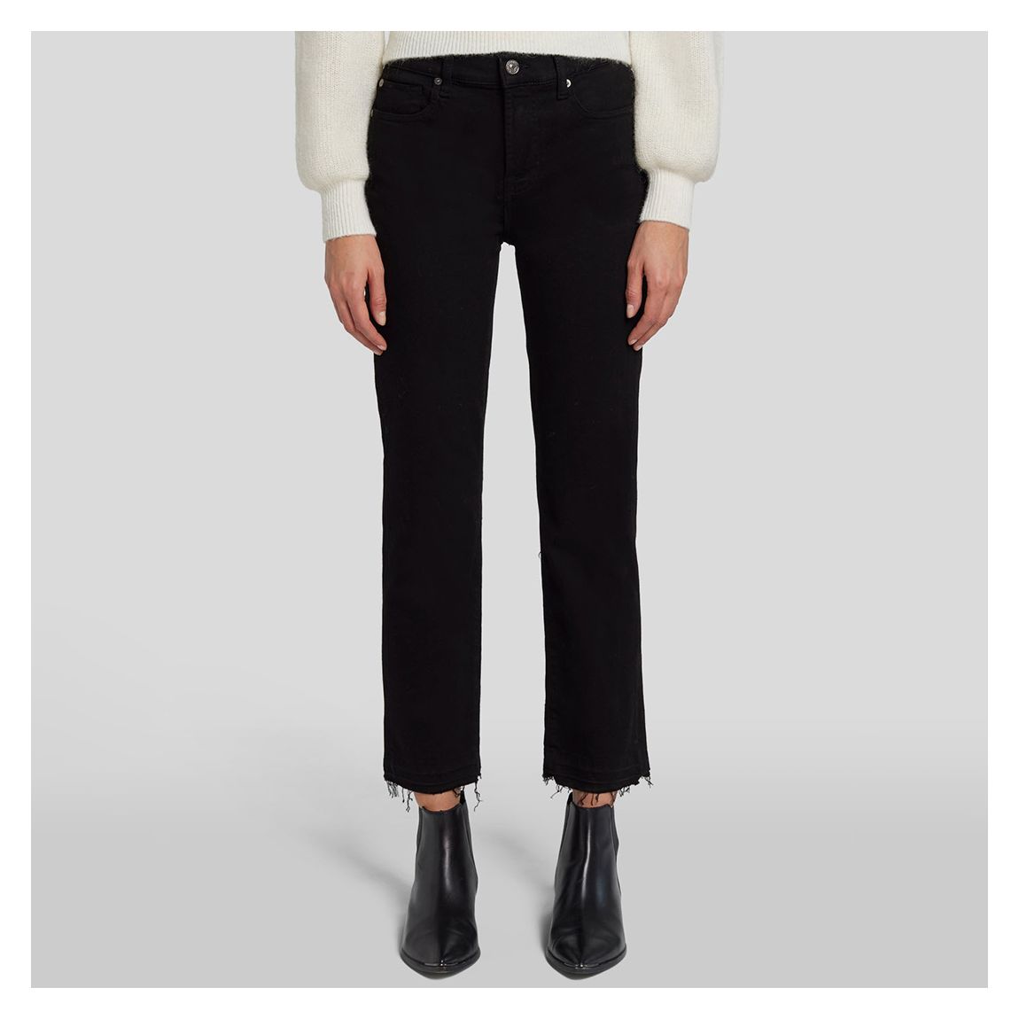 Black Straight Crop Stretch Jeans main product photo