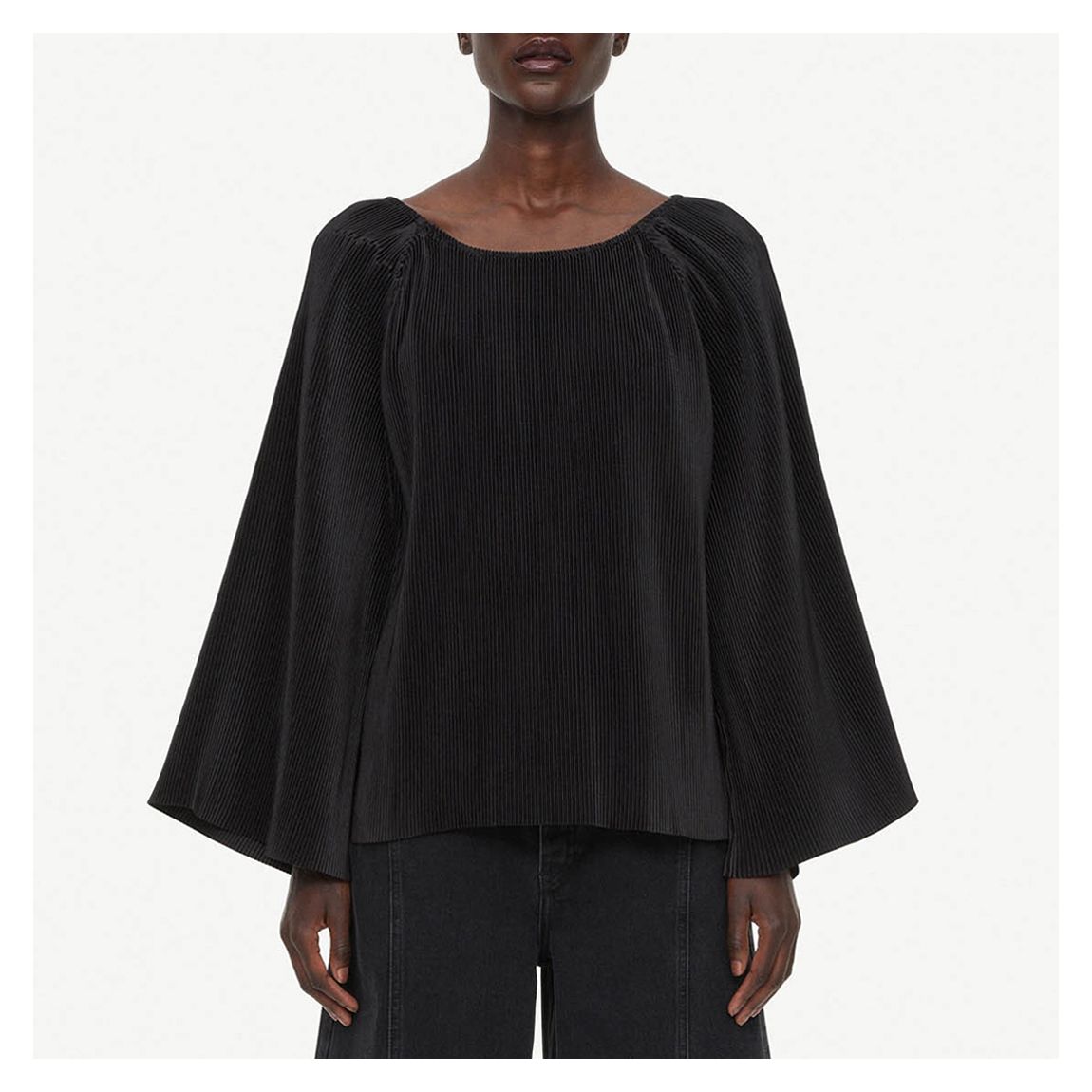 Black Velma Wide-Sleeve Blouse main product photo