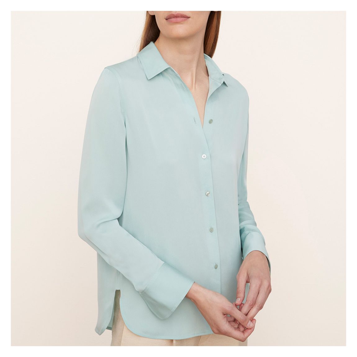 Pale Blue Slim Fitted Silk Blouse main product photo