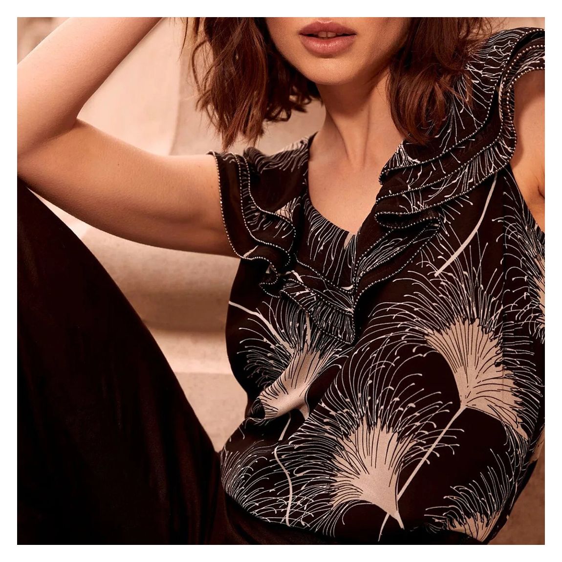 Sienna Print Ruffle Top main product photo