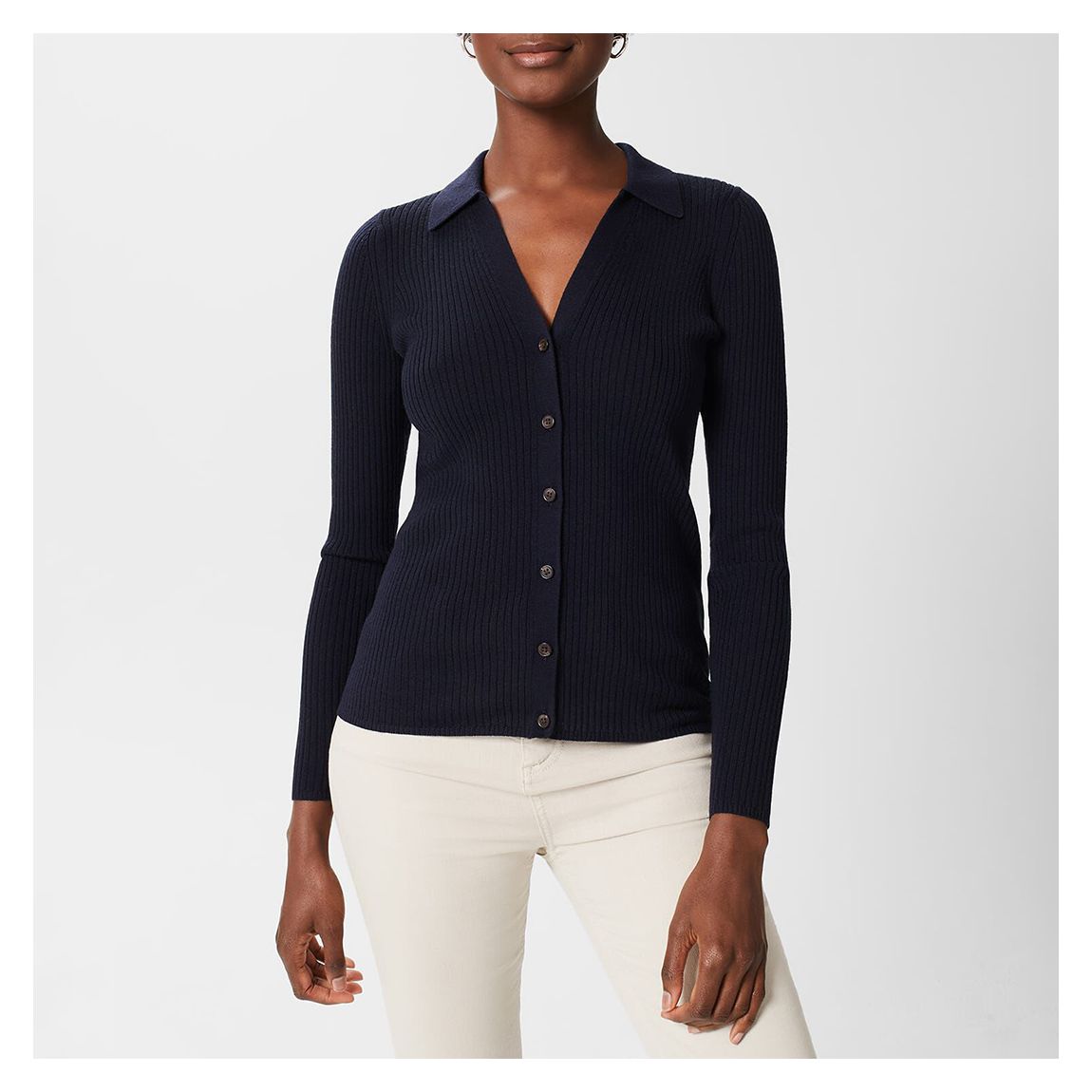 Navy Peyton Merino Wool Cardigan main product photo