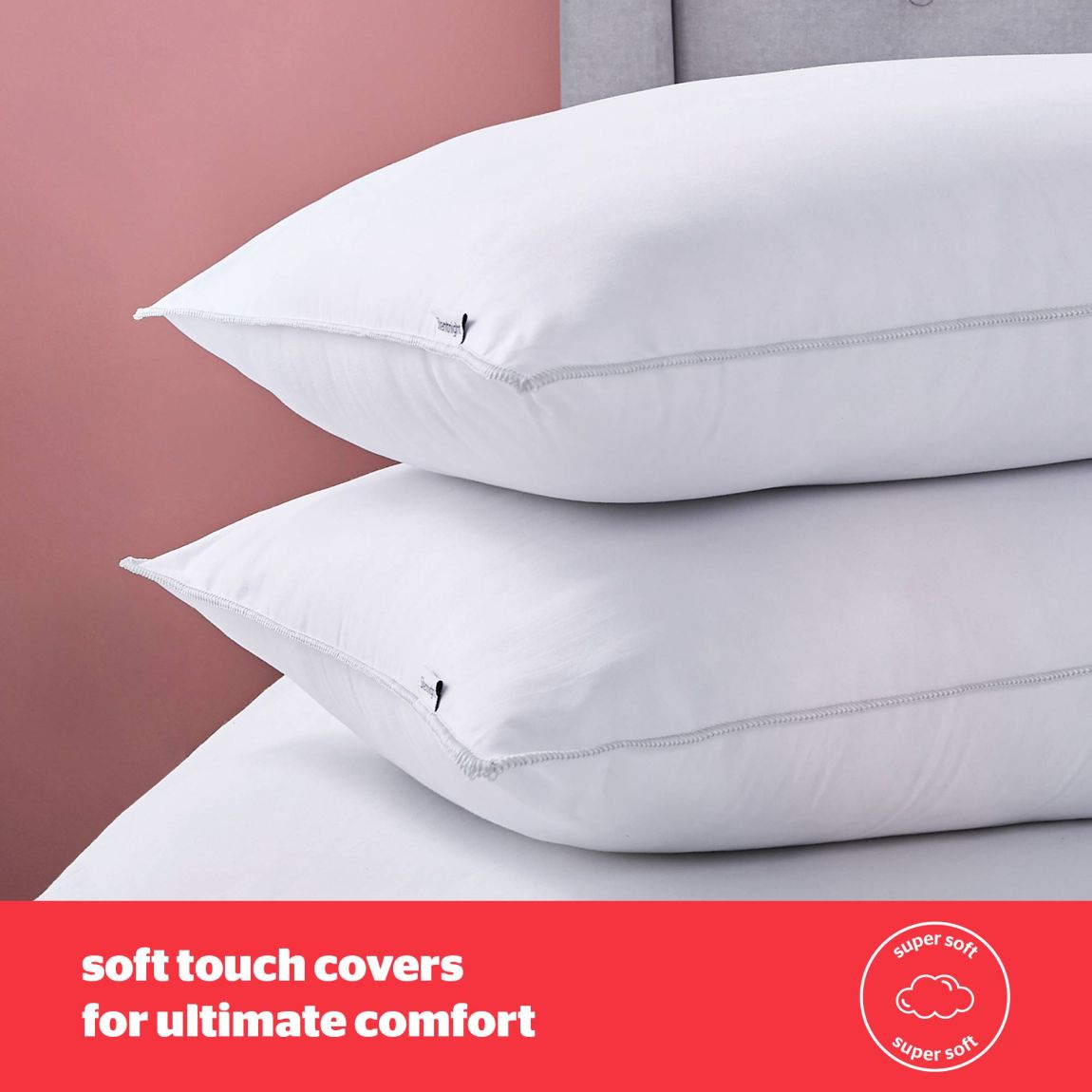 Silentnight Luxury Overlocked Bounceback Pillow - 4 Pack