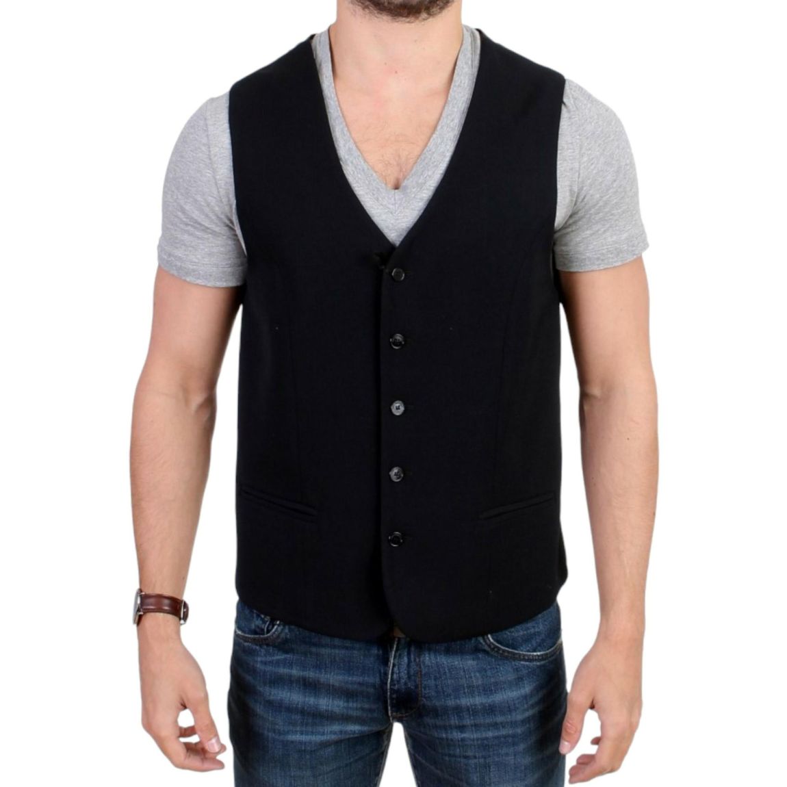 Black Wool Vest Classic Style main product photo