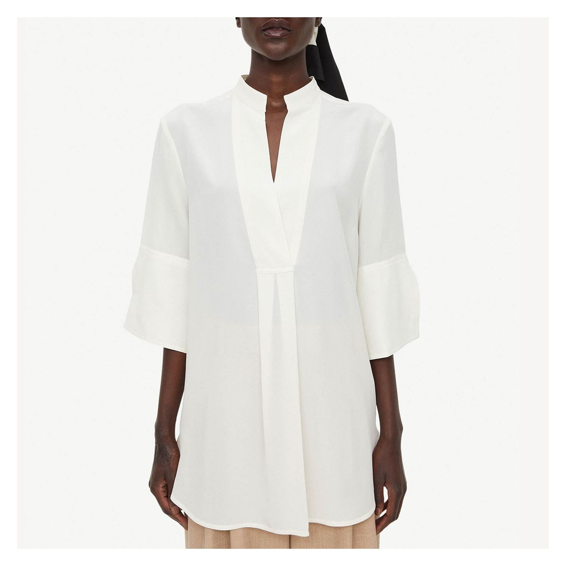 White Flayia Silk Top main product photo