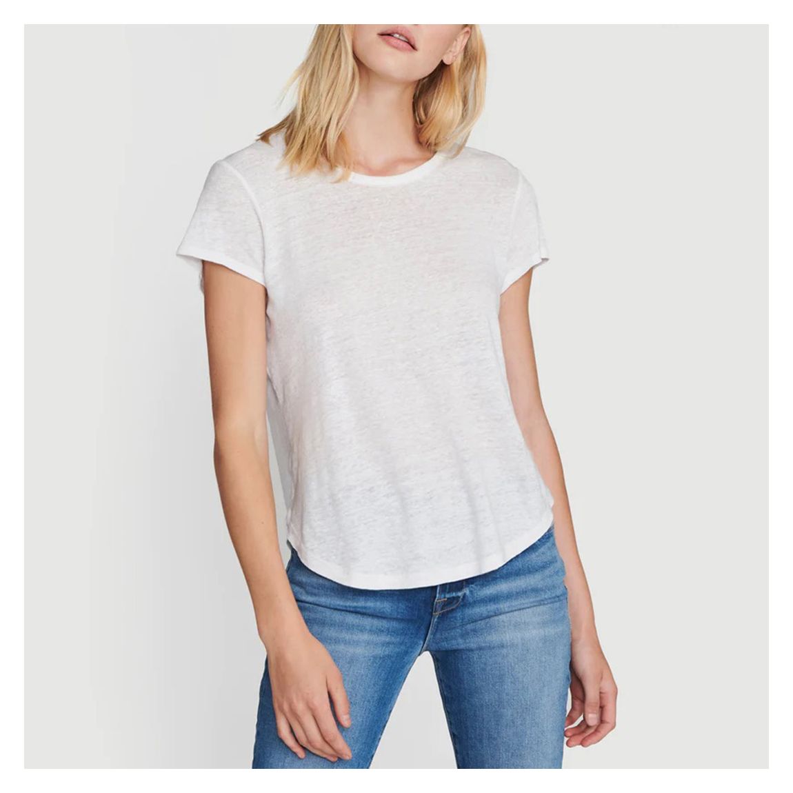 White Classic Linen Crew T-Shirt main product photo