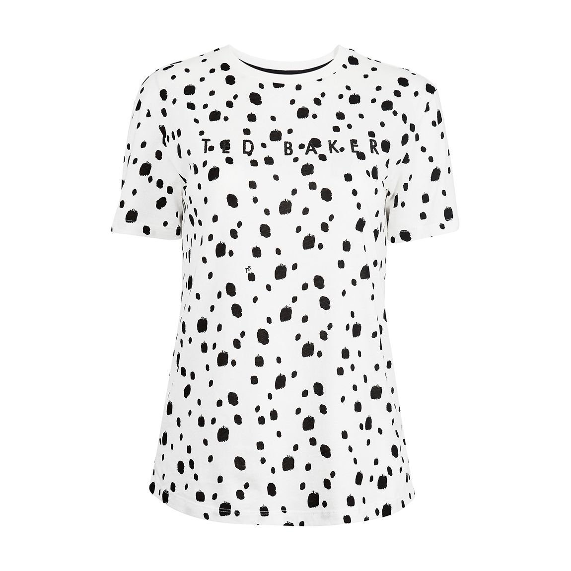 White Ruubi Polka Dot Loose Fit T-Shirt main product photo
