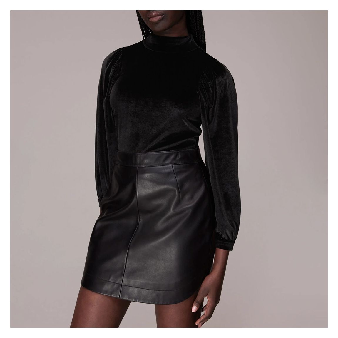 Black High Neck Velvet Top main product photo