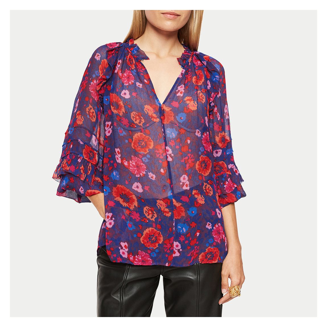 Purple Celestial Floral Crinkle Top main product photo