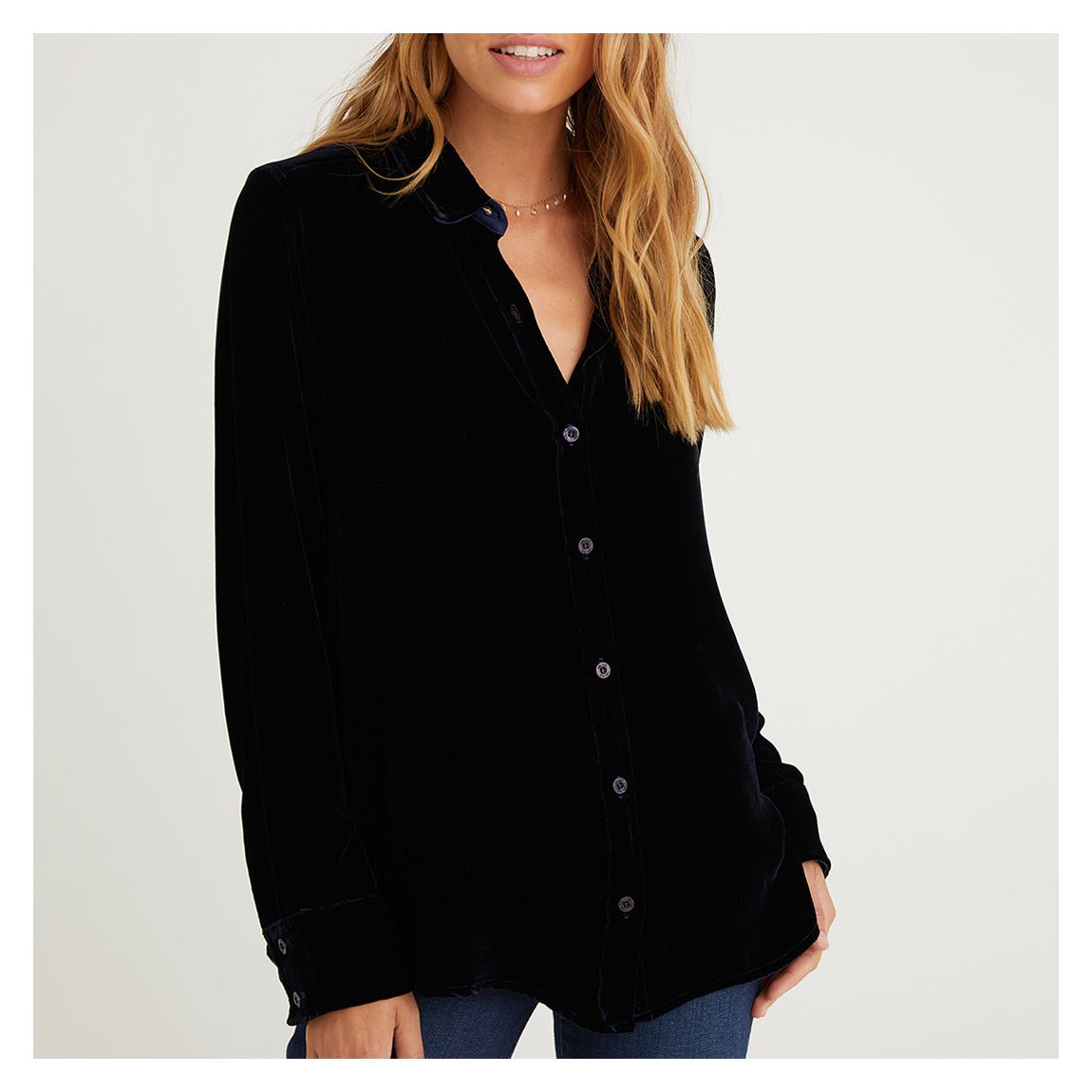 Blue Contrast Halle Shirt main product photo