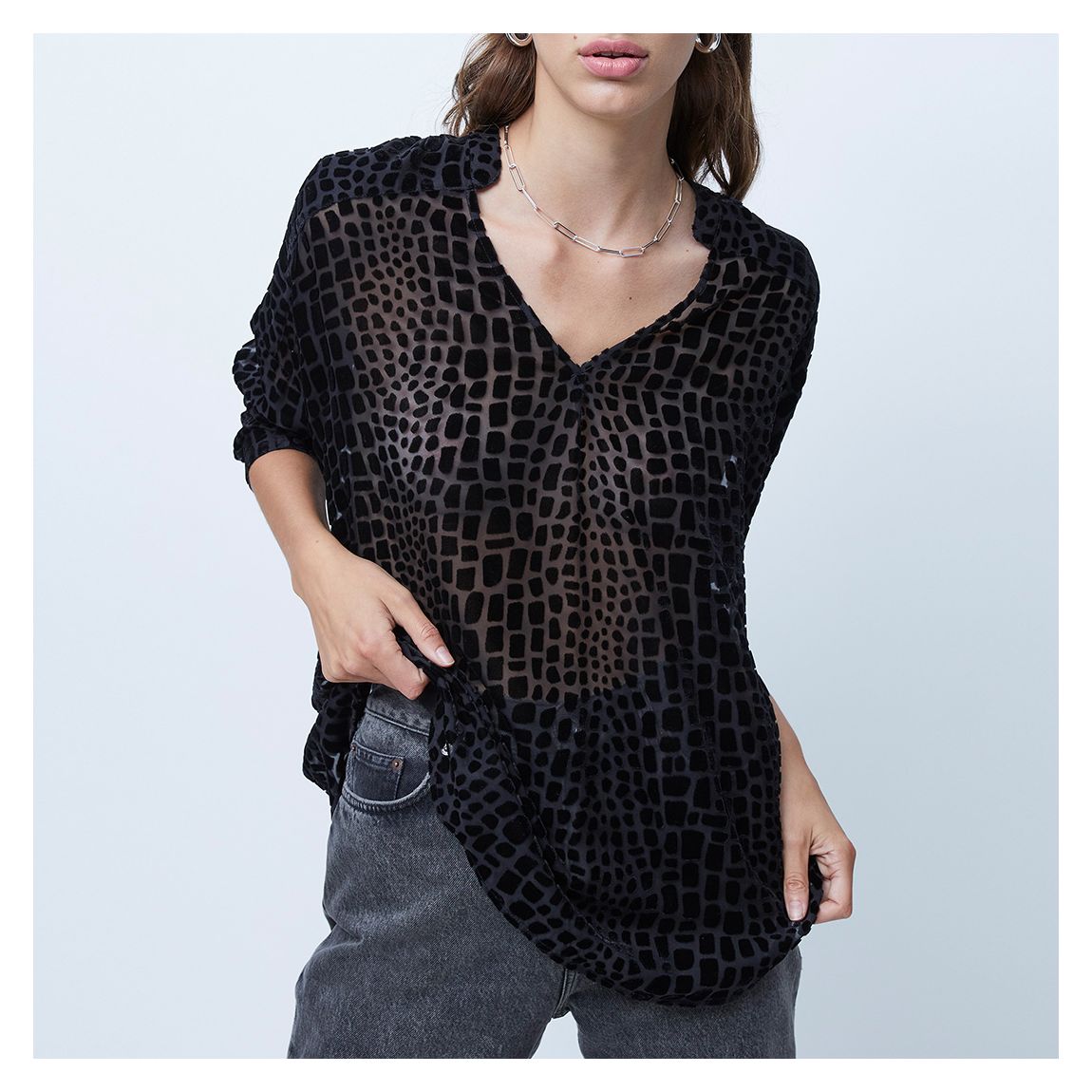 Black Ilka Devore Shirt main product photo