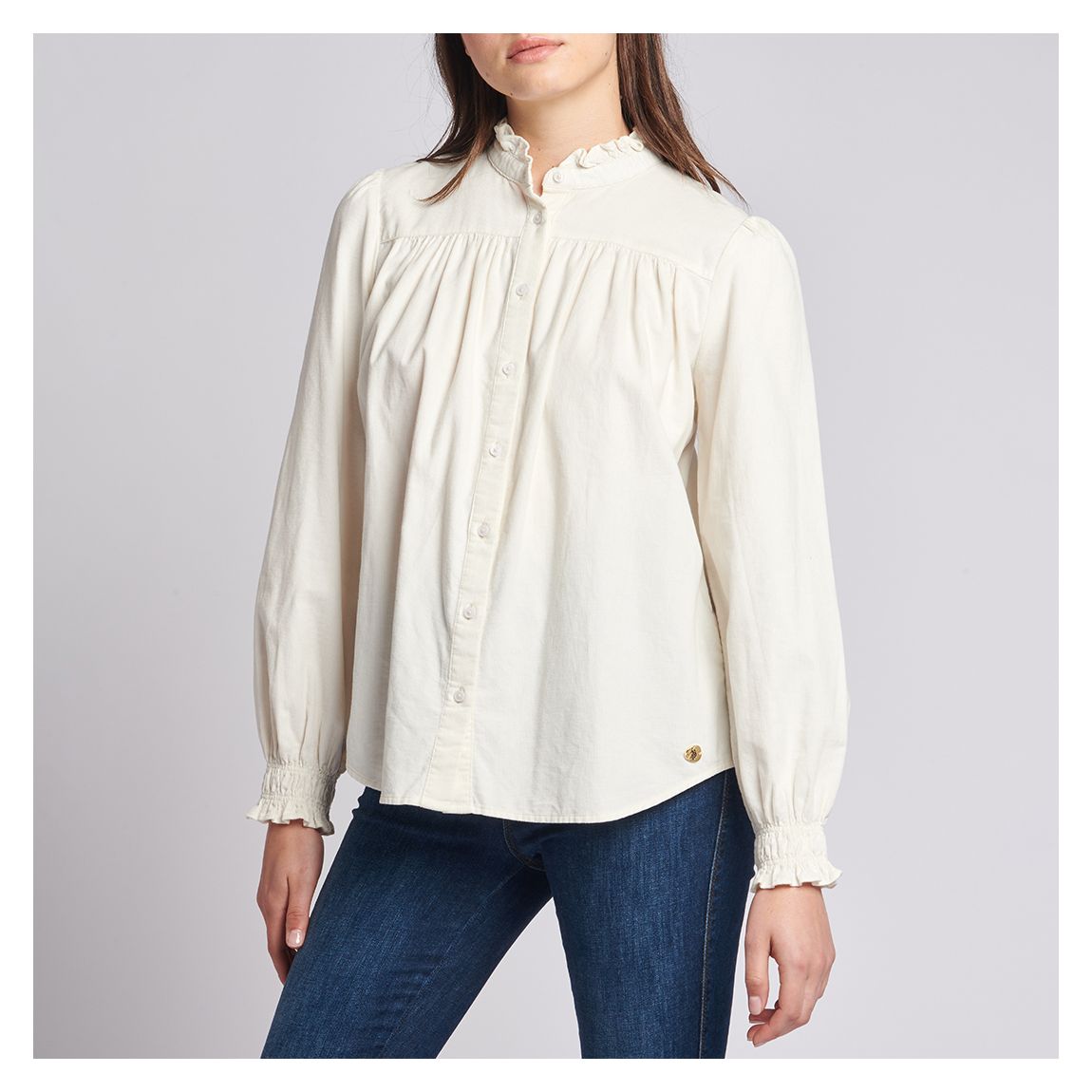 White Ruffle Cotton Shirt main product photo