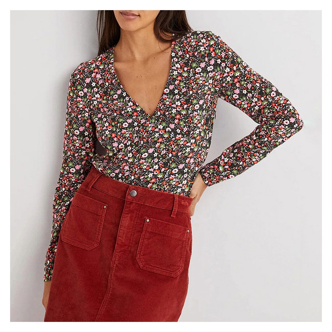 Multi Printed V-neck Top main product photo
