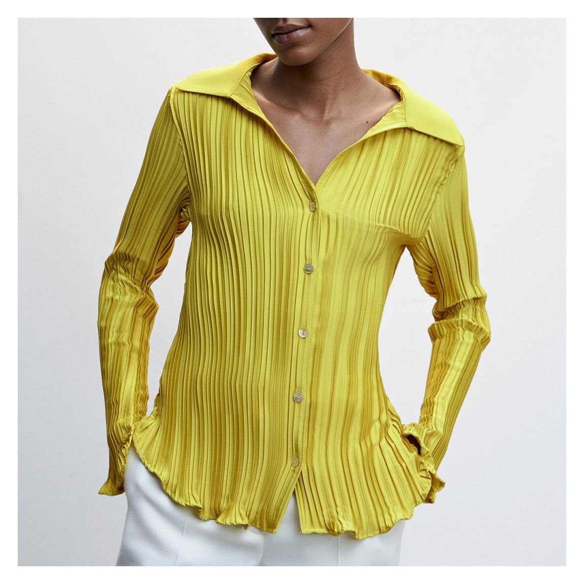 Lime Printed Shirred Shirt main product photo