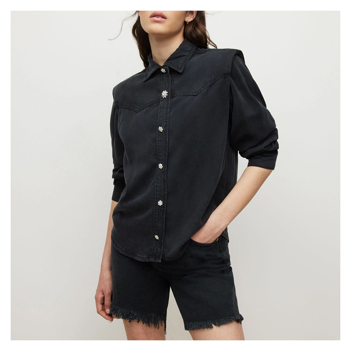 Black Fury Embellished Denim Shirt main product photo