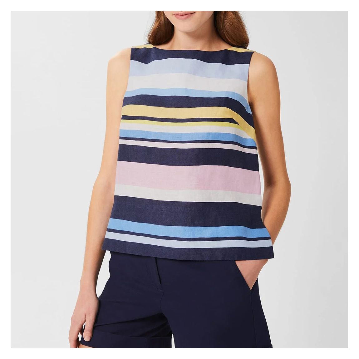 Navy Kinsley Linen Top main product photo