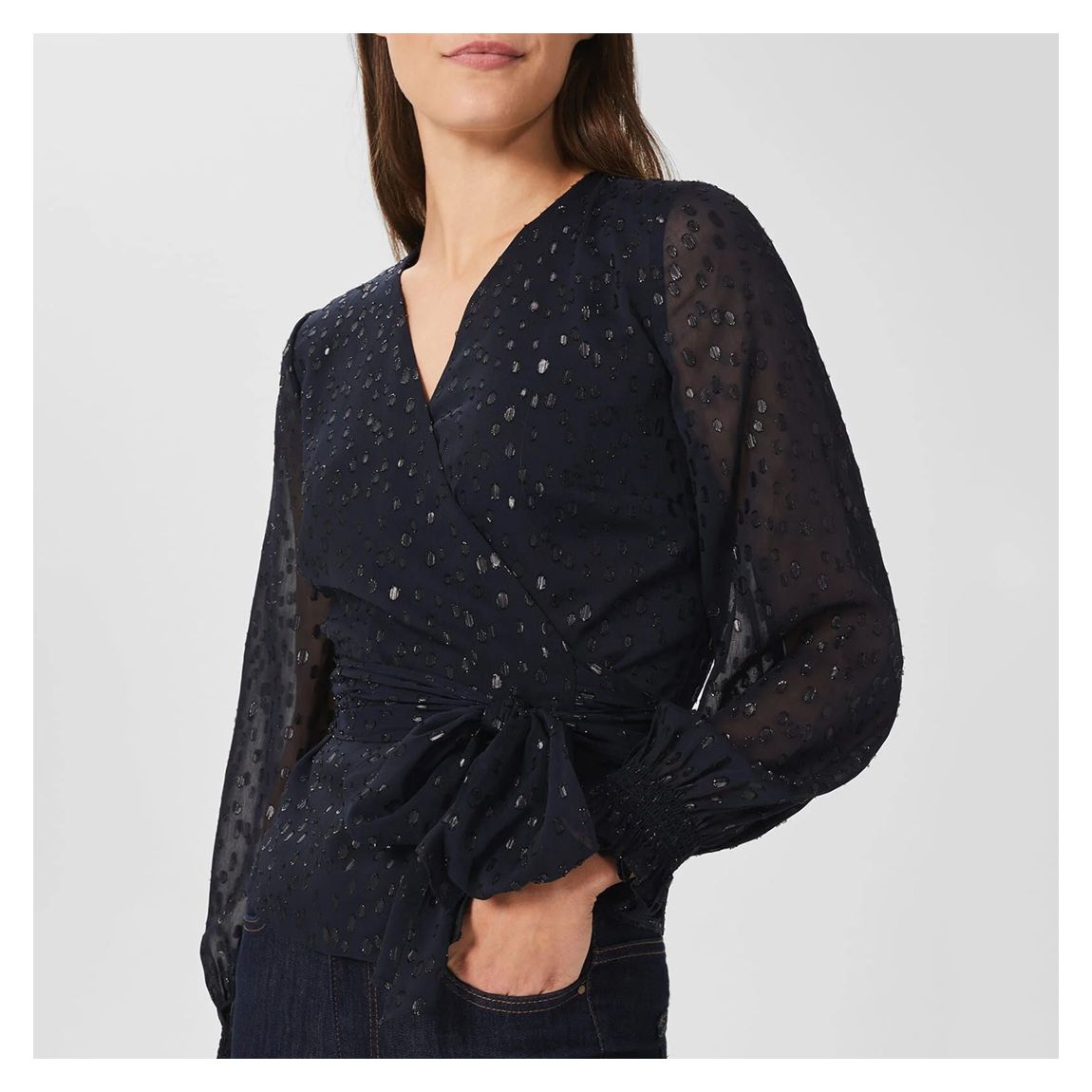 Navy Elizabeth Belted Blouse main product photo