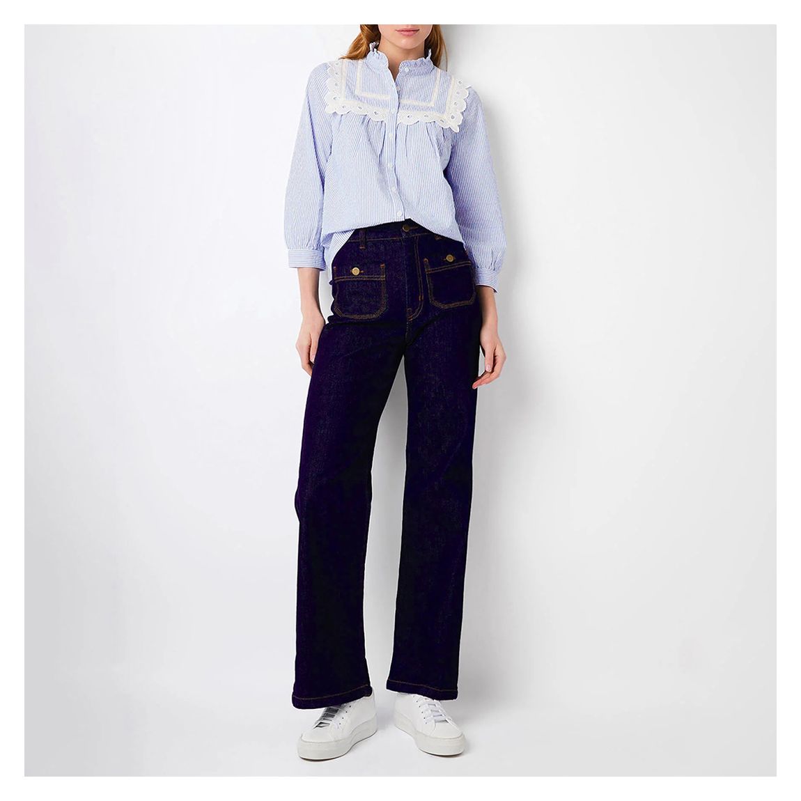 Blue Sydney Stripe Cotton Blouse main product photo