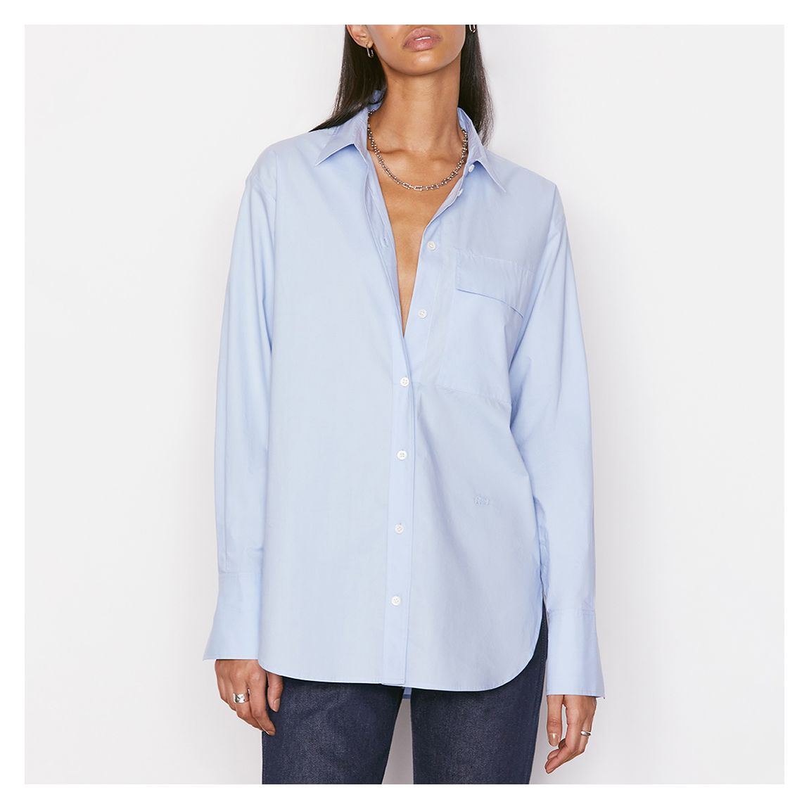 Blue Cotton Oversized Vacation Shirt main product photo