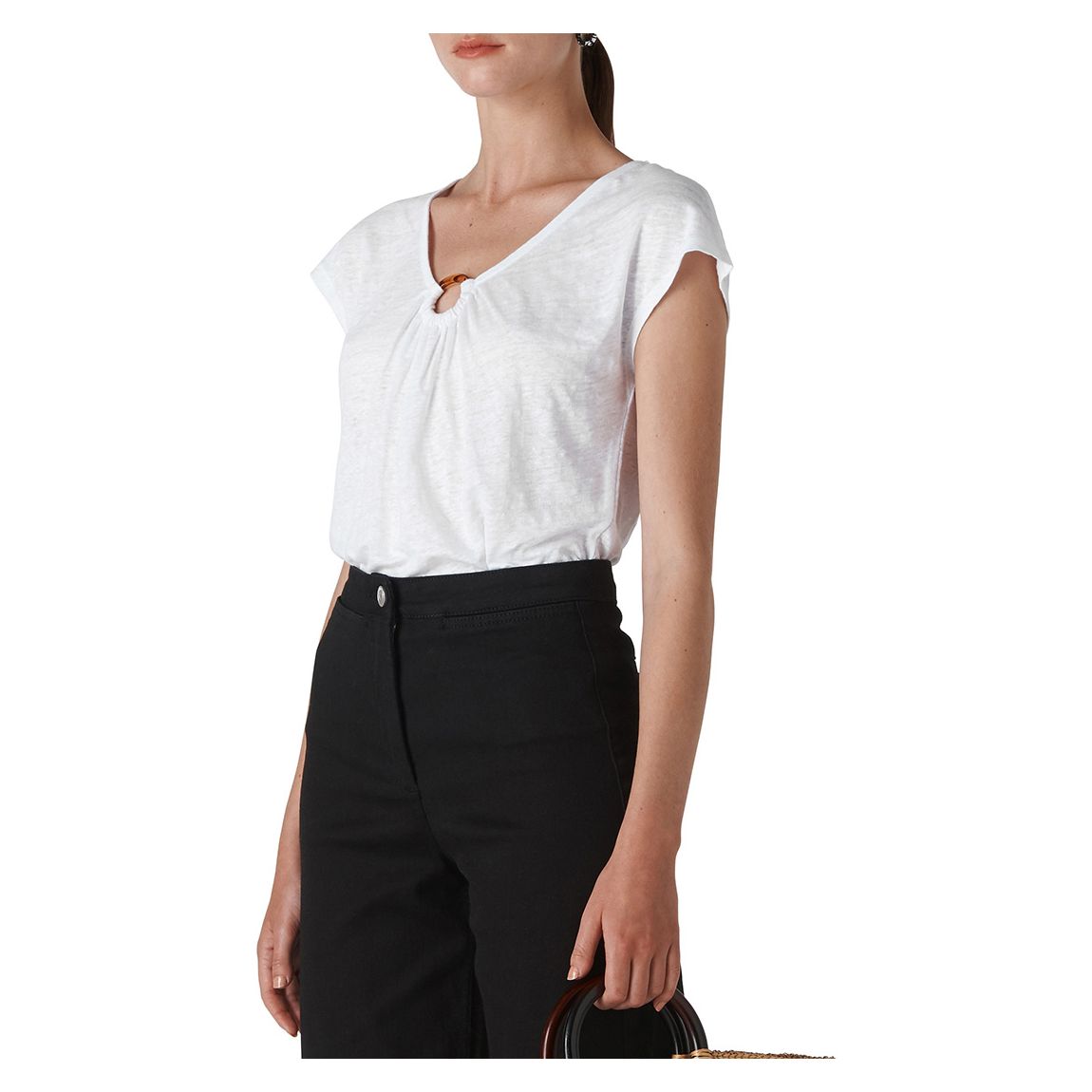 White Tort Ring Linen Top main product photo