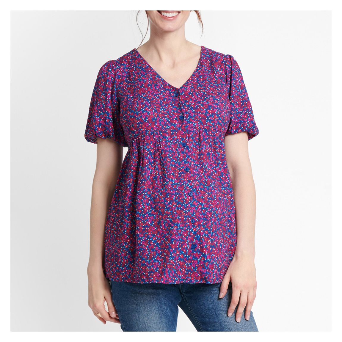Purple Ditsy Maternity Blouse main product photo