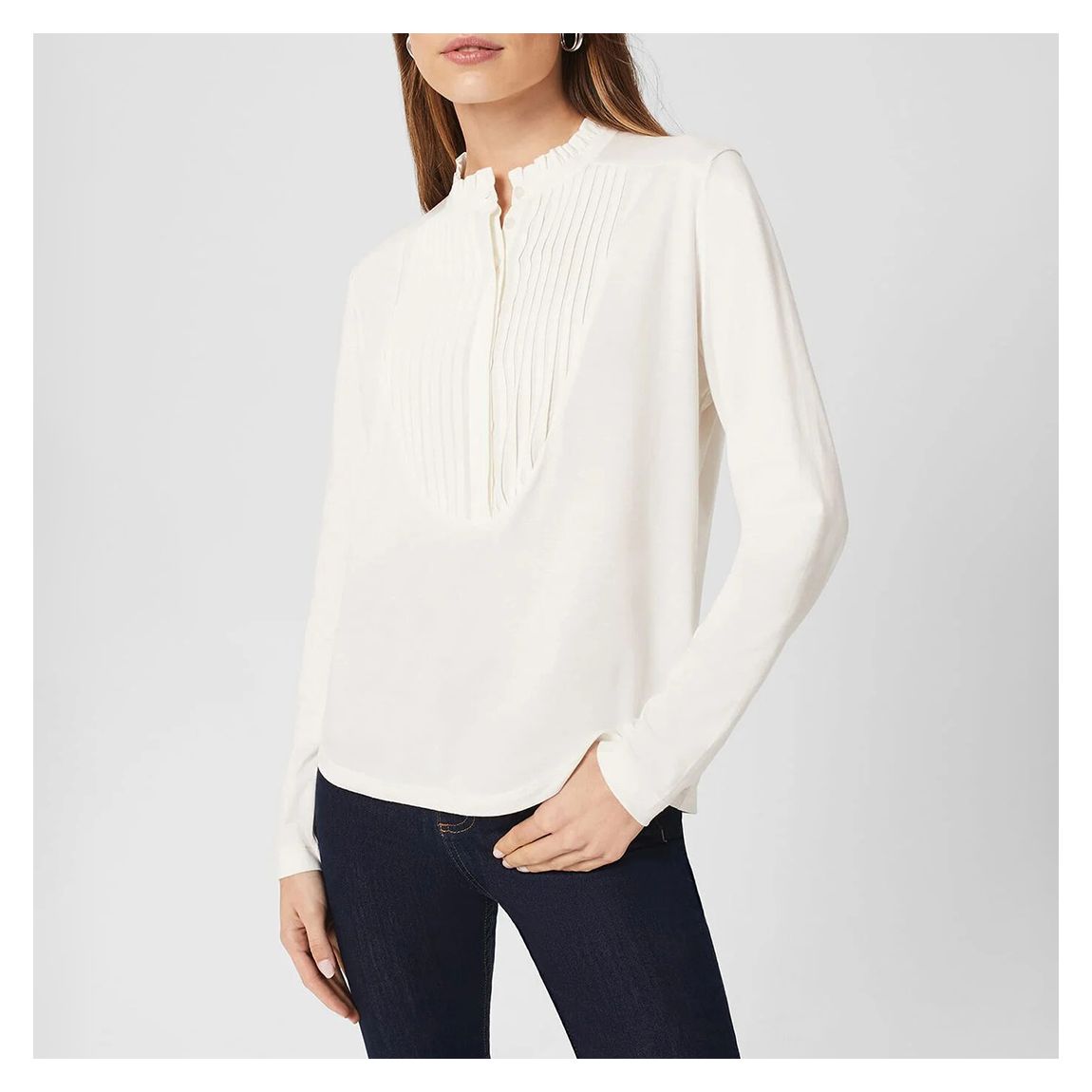 White Rae Pintuck Cotton Blend Blouse main product photo