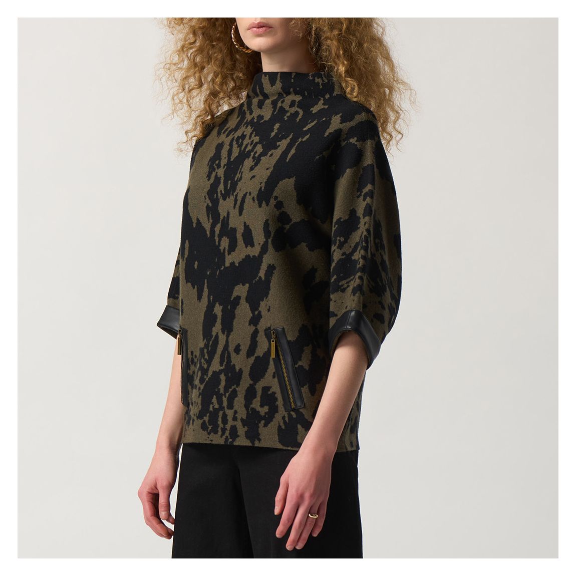 Black Animal Print Boxy Top main product photo