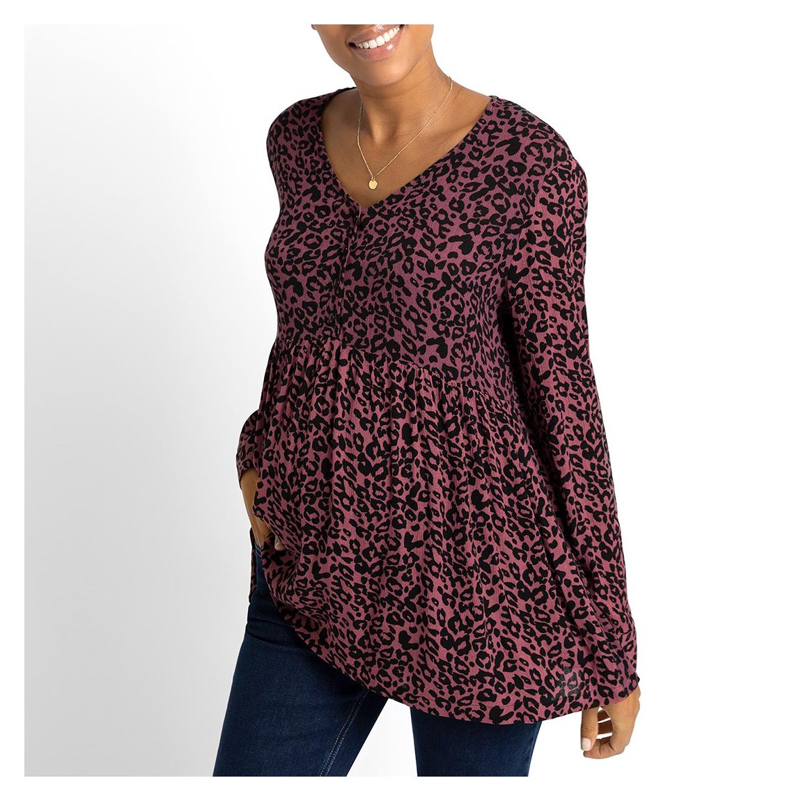 Pink Animal Print Maternity Blouse main product photo
