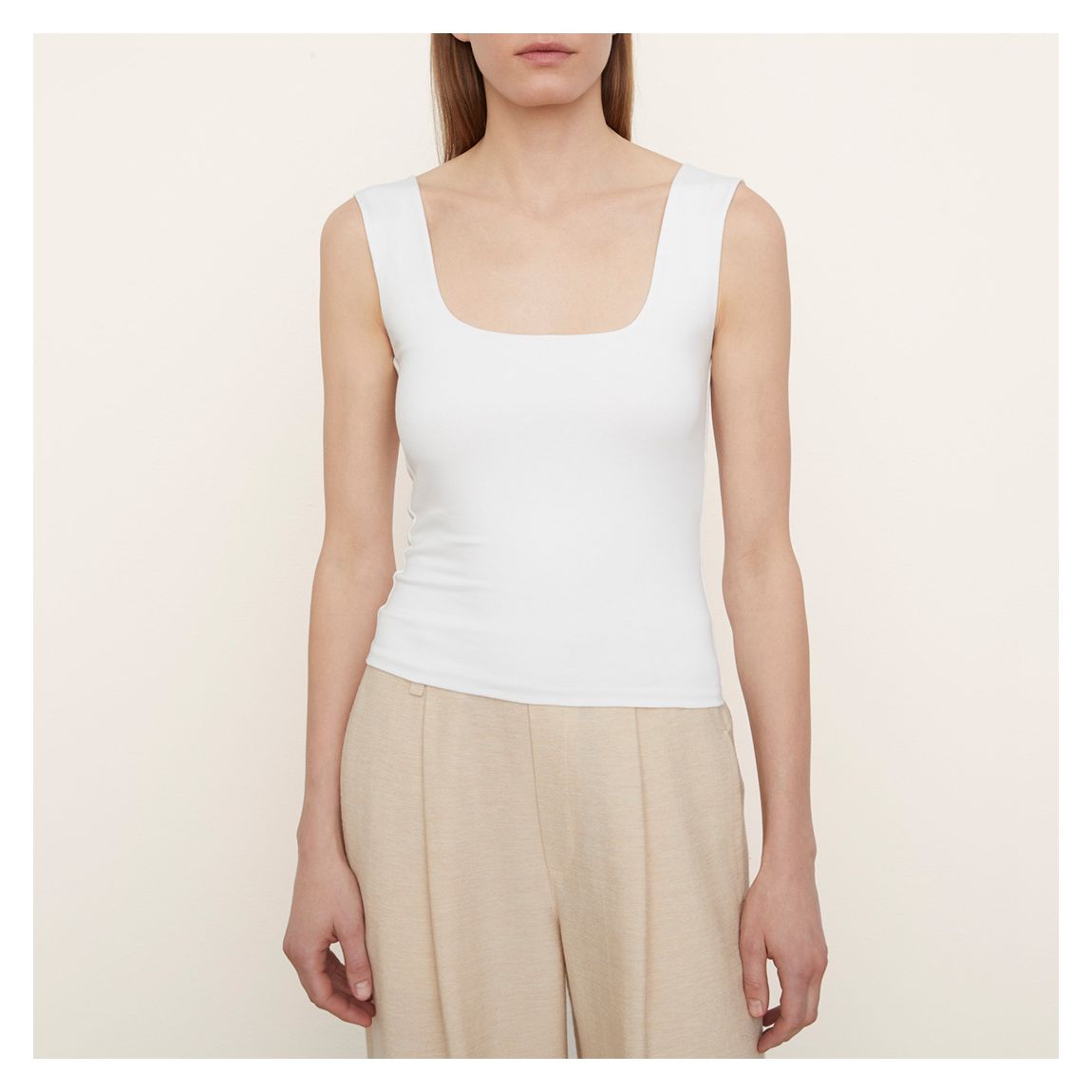 White Square Neck Cotton Tank Top main product photo
