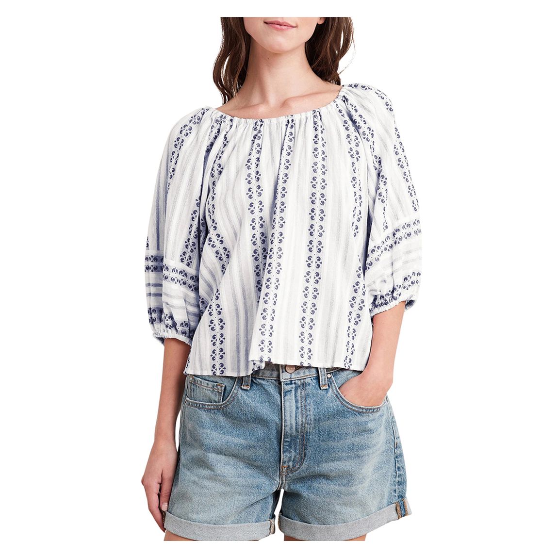 Blue Stripe Jacquard Cotton Top main product photo