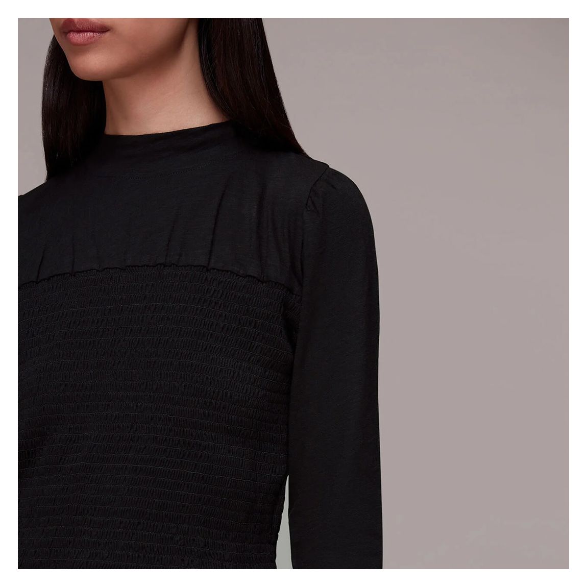 Black Shirred High Neck Top main product photo