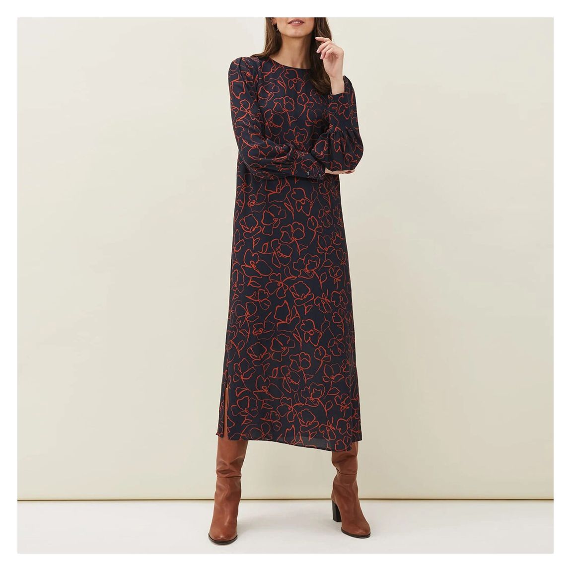 Navy Cosmo Floral Column Dress main product photo
