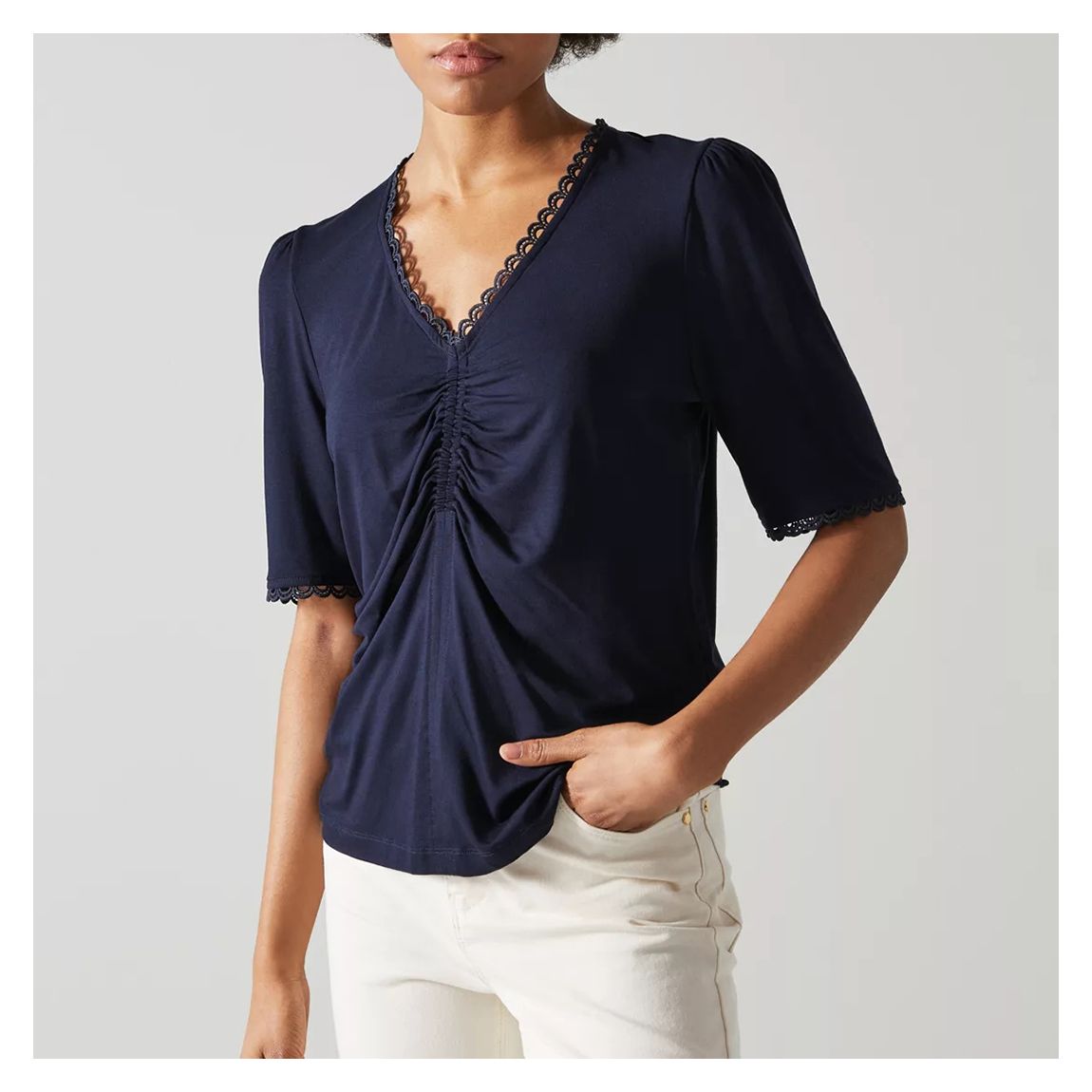 Navy Sylvie Jersey Top main product photo