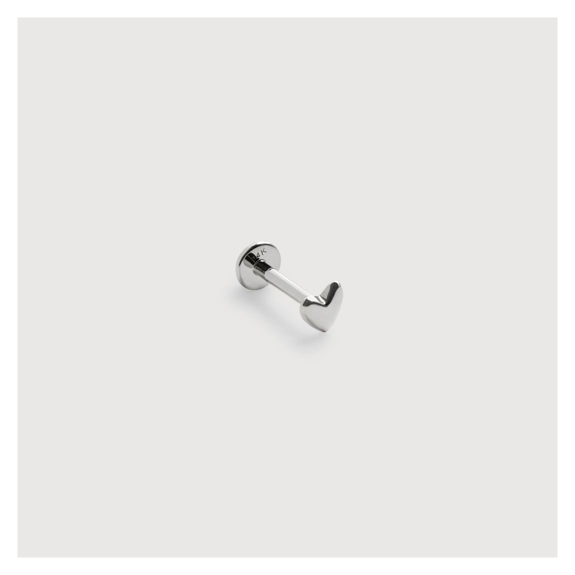 White Gold Heart Flat Back Piercing Stud main product photo