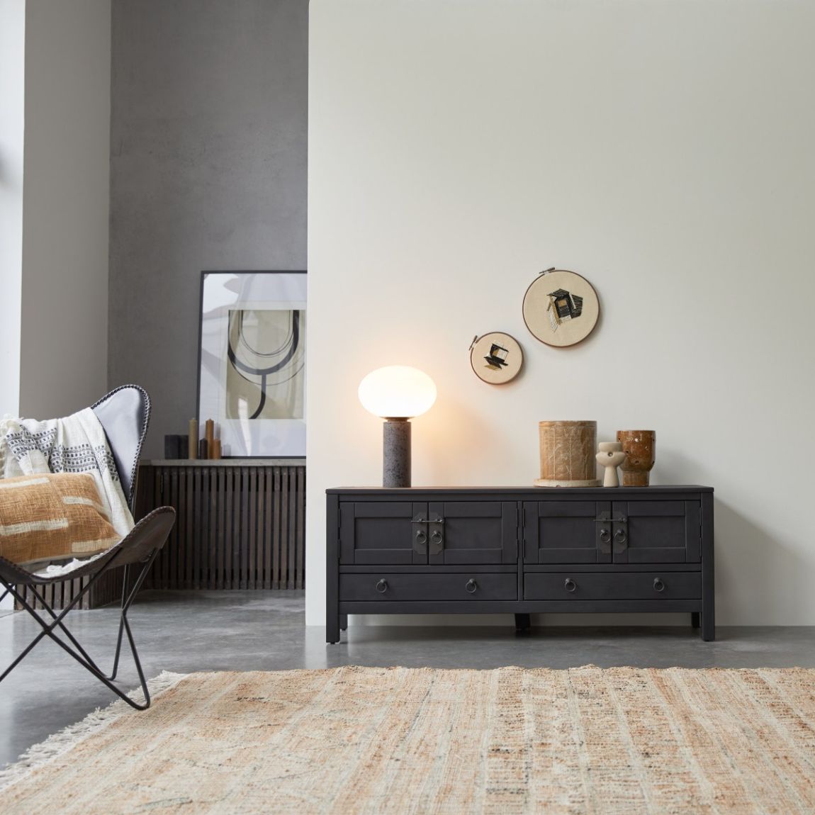 Thaki Black - Solid pine TV unit 140 cm main product photo
