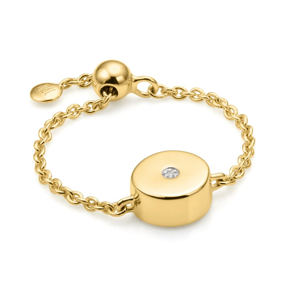 Gold Vermeil Linear Solo Adjustable Friendship Diamond Ring - Diamond main product photo