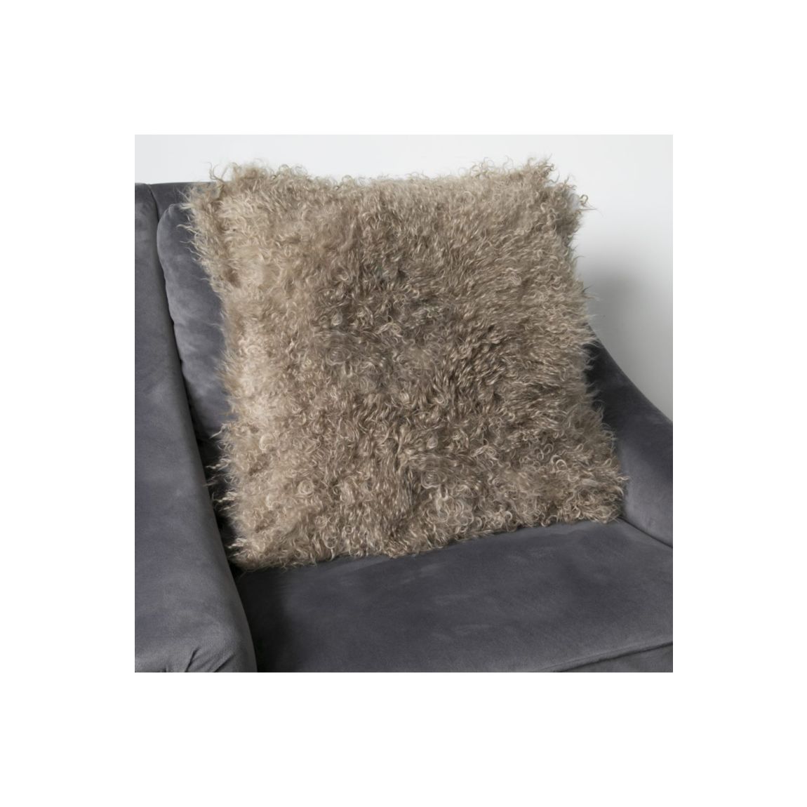 Light Brown Curly Sheepskin Cushion 45x45cm main product photo